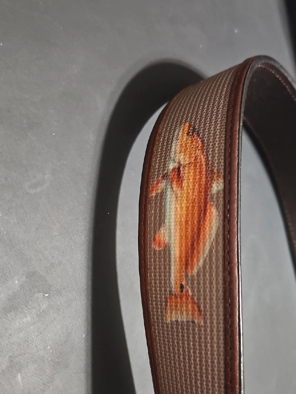 Brown Leather and Canvas Men's Belt Bag Strap Size 44
